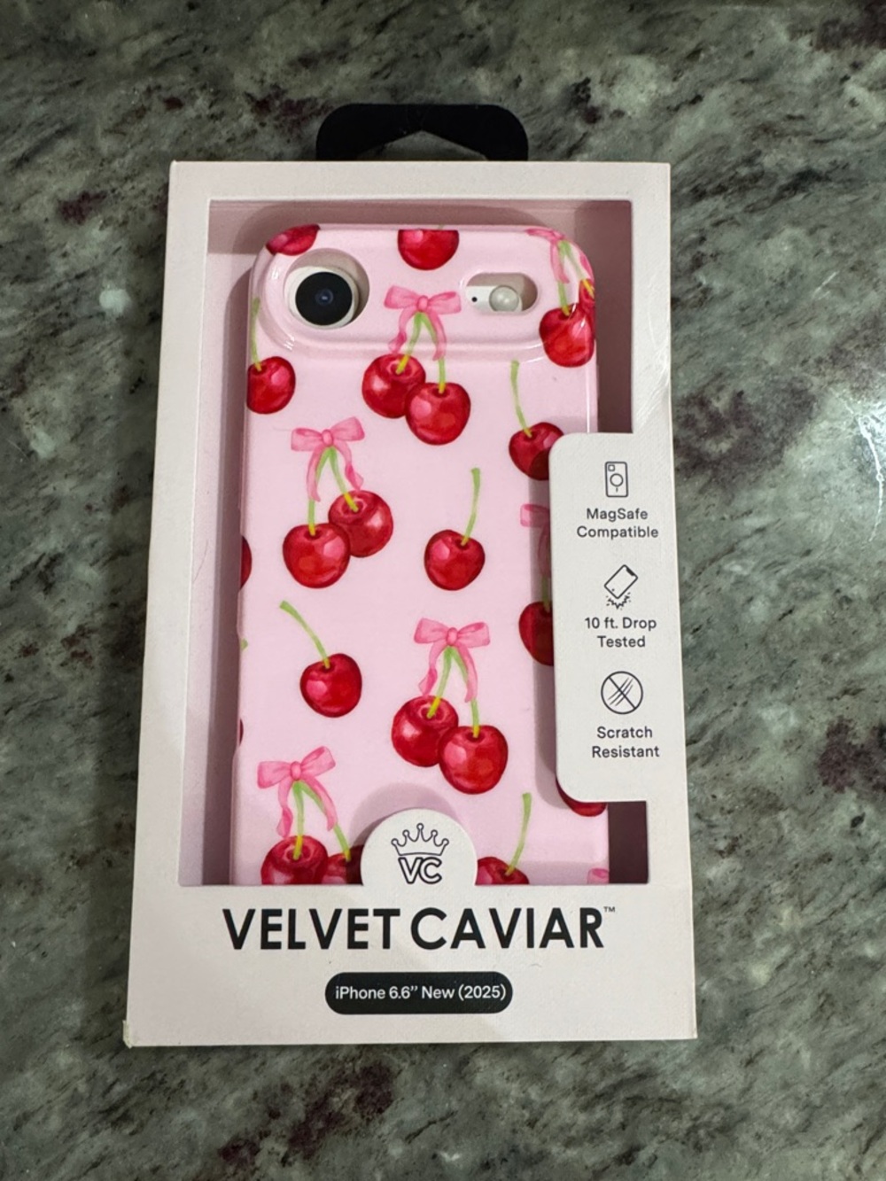 Velvet Caviar Pink Cherry Pattern iPhone Case